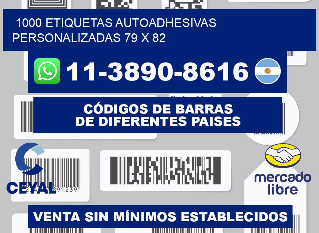 1000 Etiquetas autoadhesivas personalizadas 79 x 82