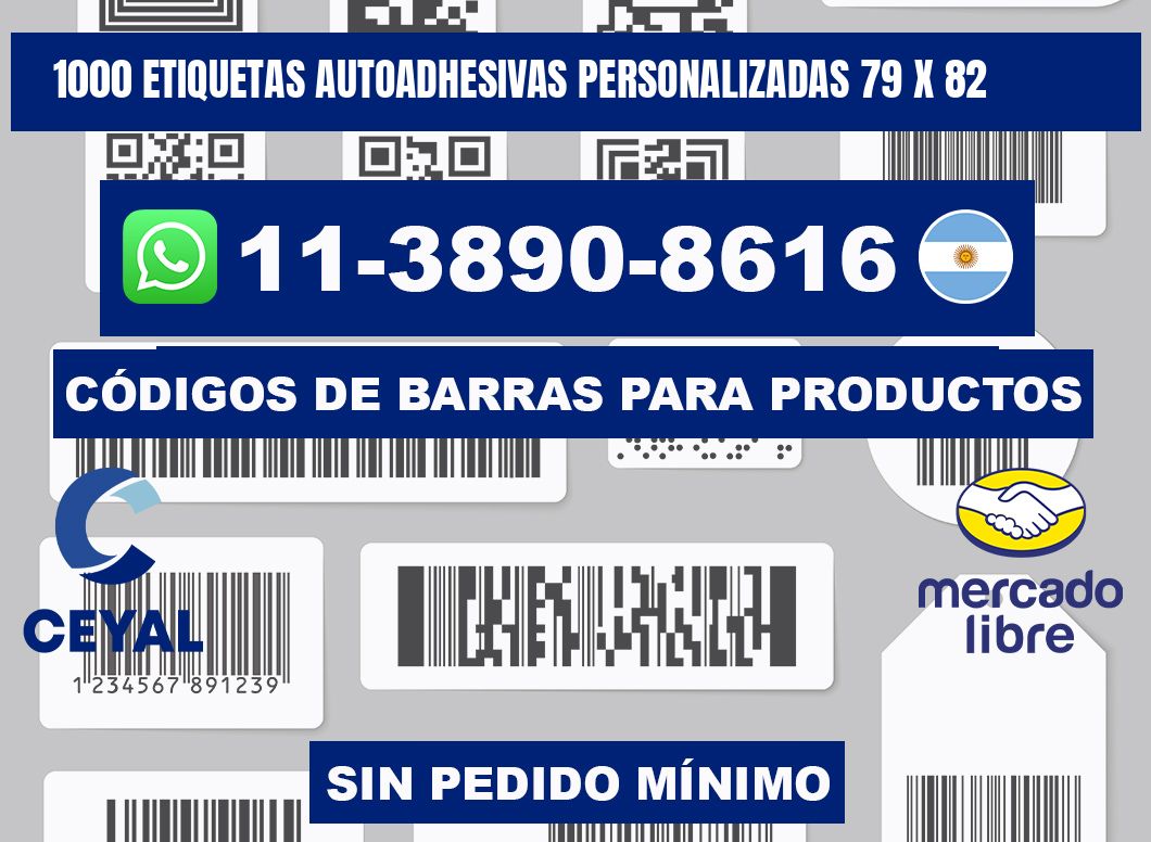 1000 Etiquetas autoadhesivas personalizadas 79 x 82