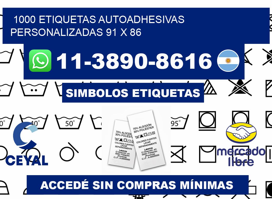 1000 Etiquetas autoadhesivas personalizadas 91 x 86