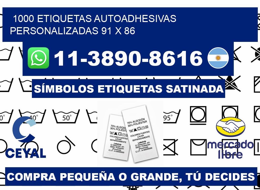 1000 Etiquetas autoadhesivas personalizadas 91 x 86