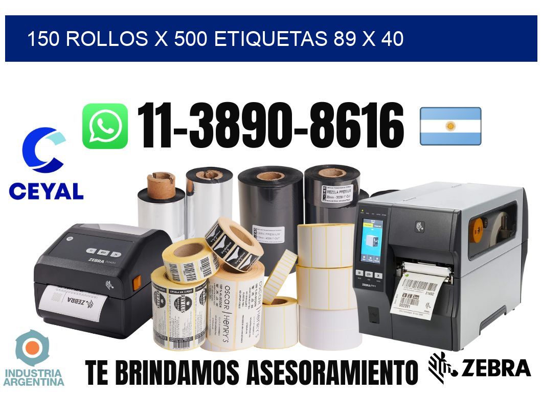 150 rollos x 500 etiquetas 89 x 40