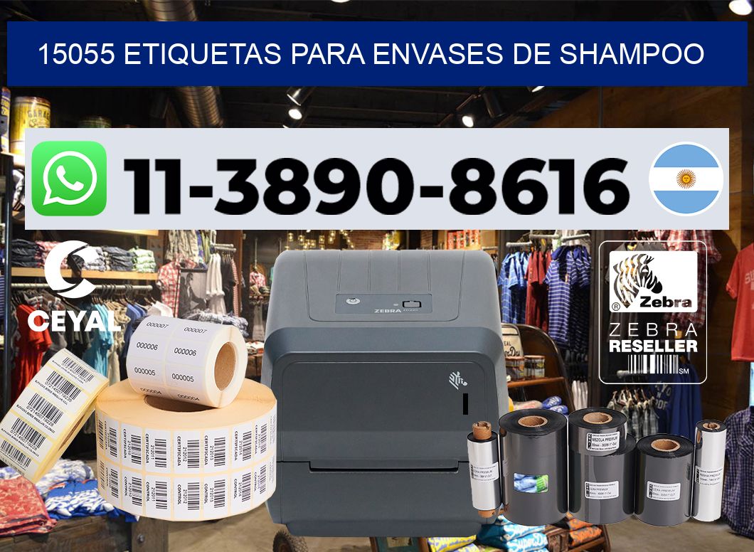 15055 Etiquetas para envases de shampoo