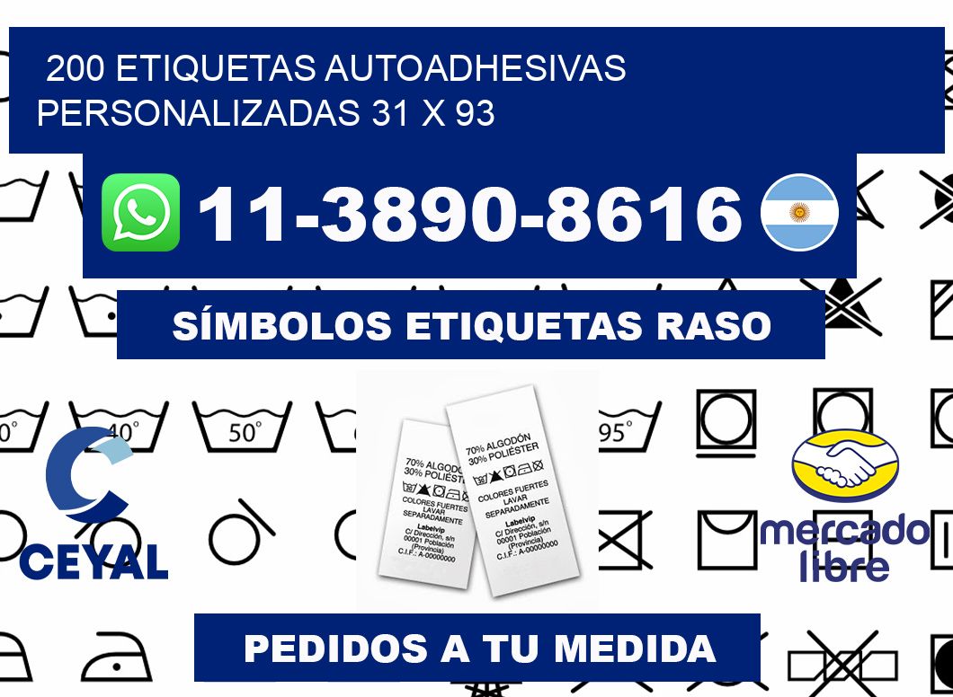 200 Etiquetas autoadhesivas personalizadas 31 x 93