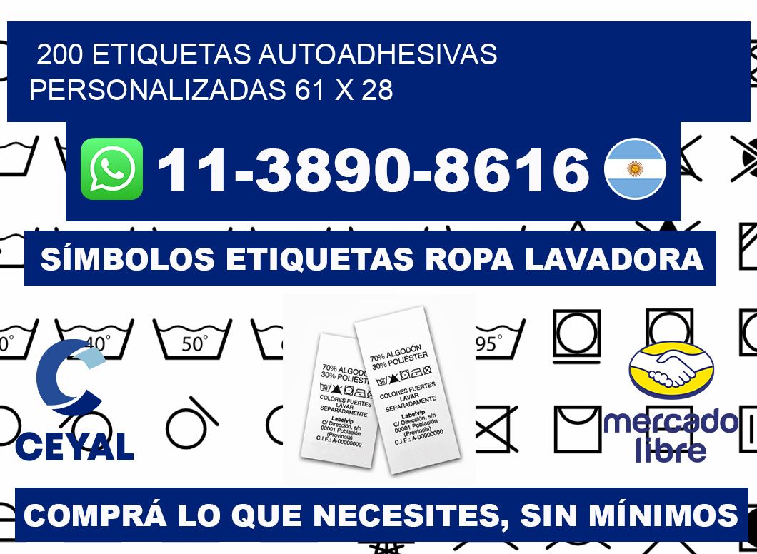 200 Etiquetas autoadhesivas personalizadas 61 x 28