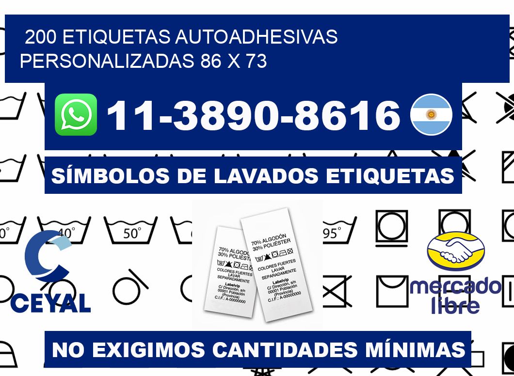 200 Etiquetas autoadhesivas personalizadas 86 x 73