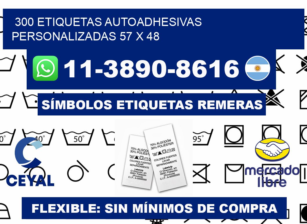 300 Etiquetas autoadhesivas personalizadas 57 x 48
