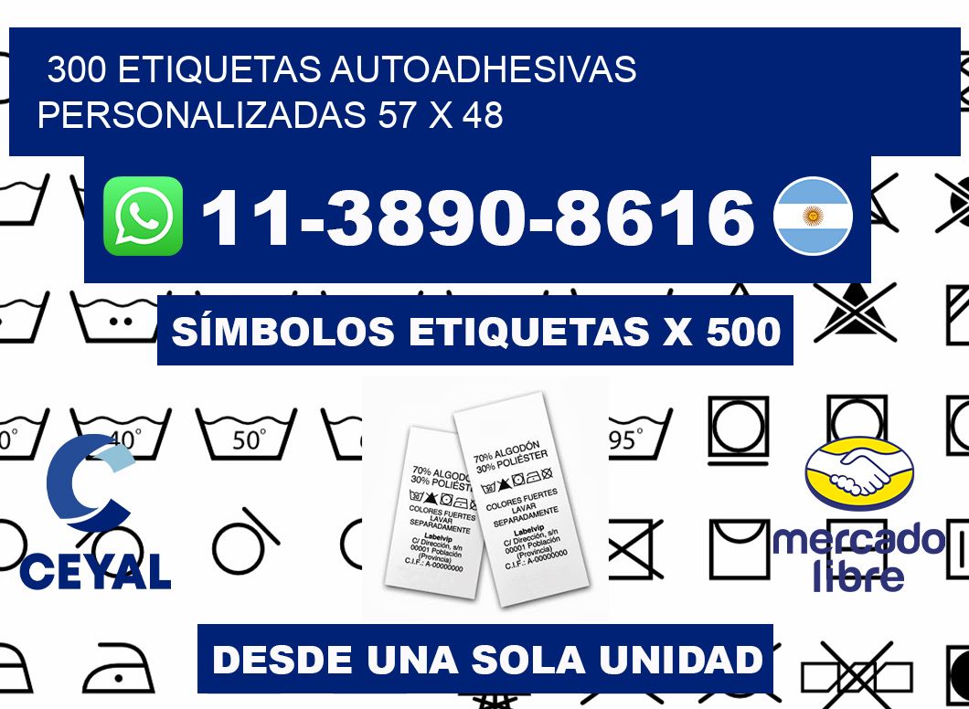 300 Etiquetas autoadhesivas personalizadas 57 x 48
