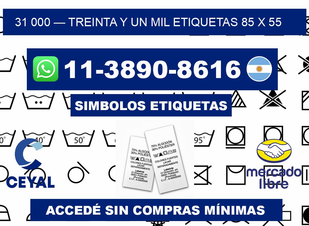 31 000 — treinta y un mil etiquetas 85 x 55