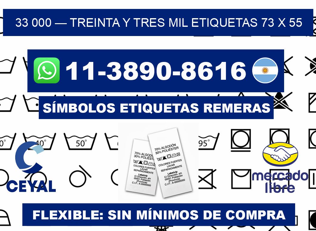 33 000 — treinta y tres mil etiquetas 73 x 55