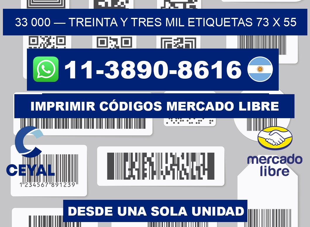 33 000 — treinta y tres mil etiquetas 73 x 55