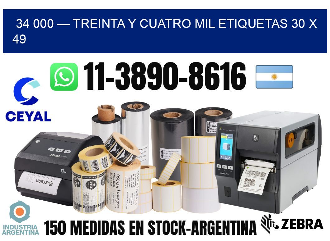 34 000 — treinta y cuatro mil etiquetas 30 x 49