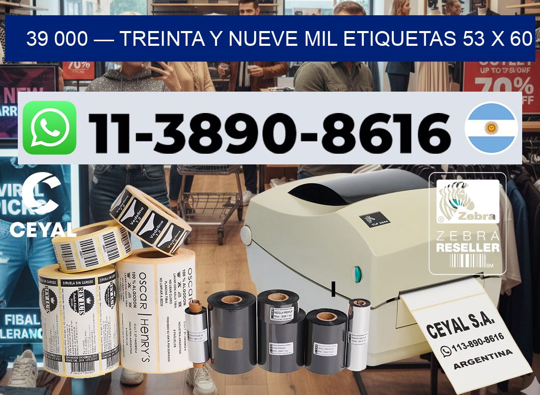 39 000 — treinta y nueve mil etiquetas 53 x 60