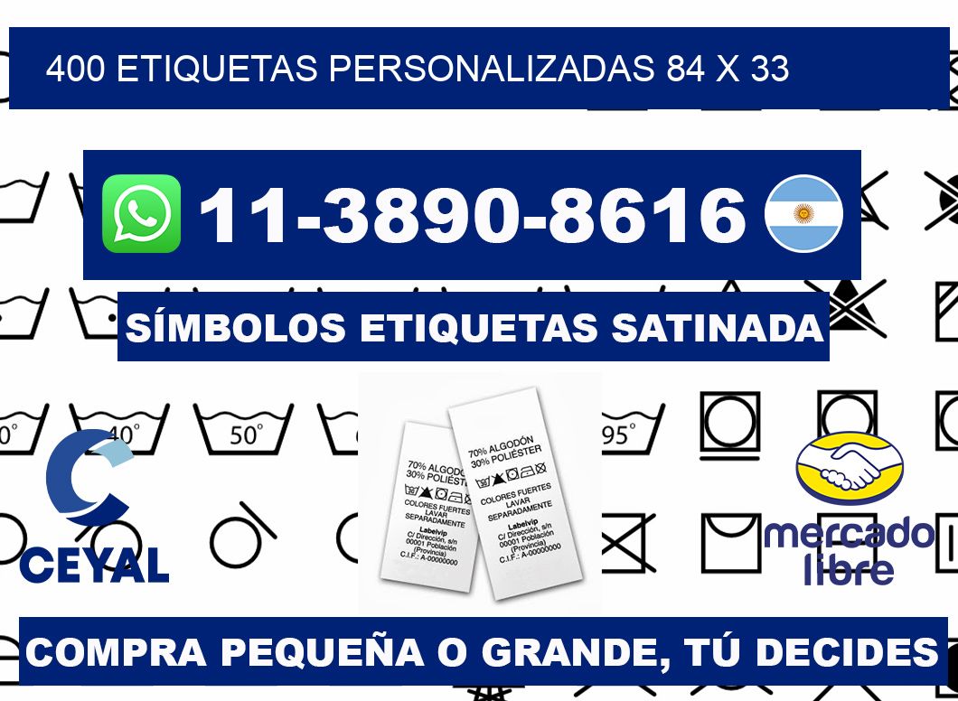 400 etiquetas personalizadas 84 x 33