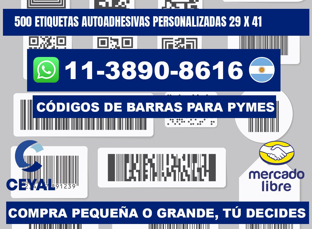 500 Etiquetas autoadhesivas personalizadas 29 x 41
