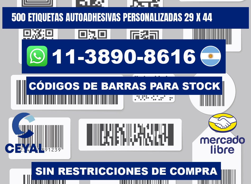 500 Etiquetas autoadhesivas personalizadas 29 x 44
