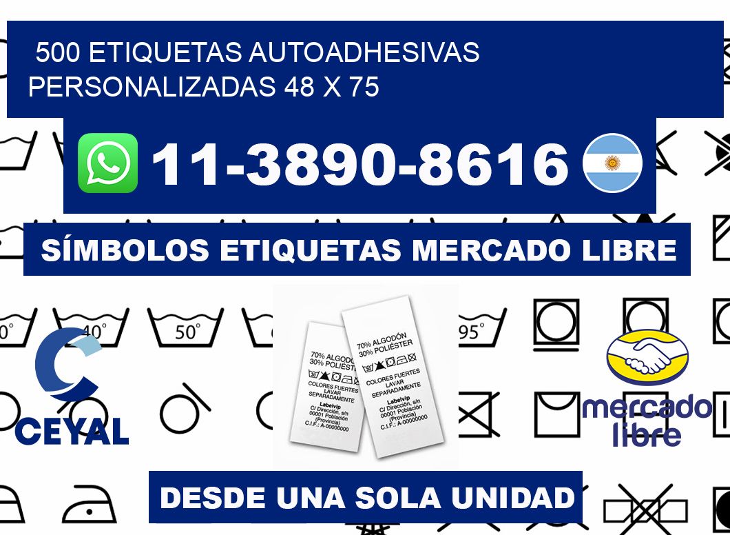 500 Etiquetas autoadhesivas personalizadas 48 x 75