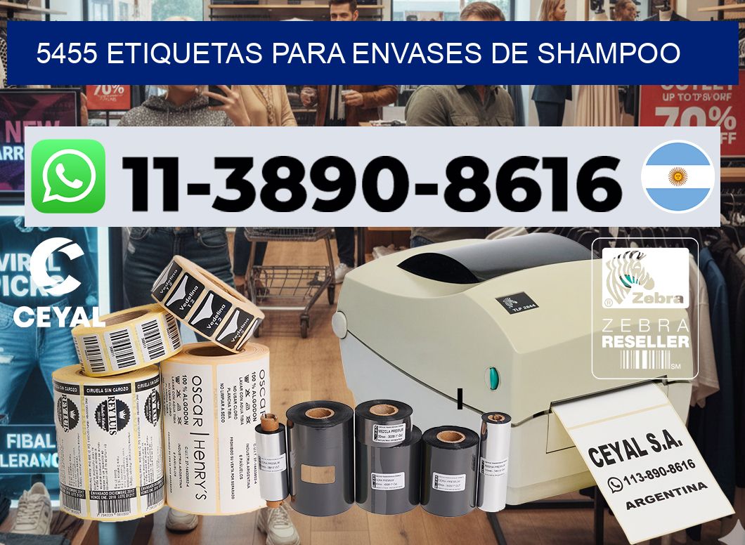 5455 Etiquetas para envases de shampoo