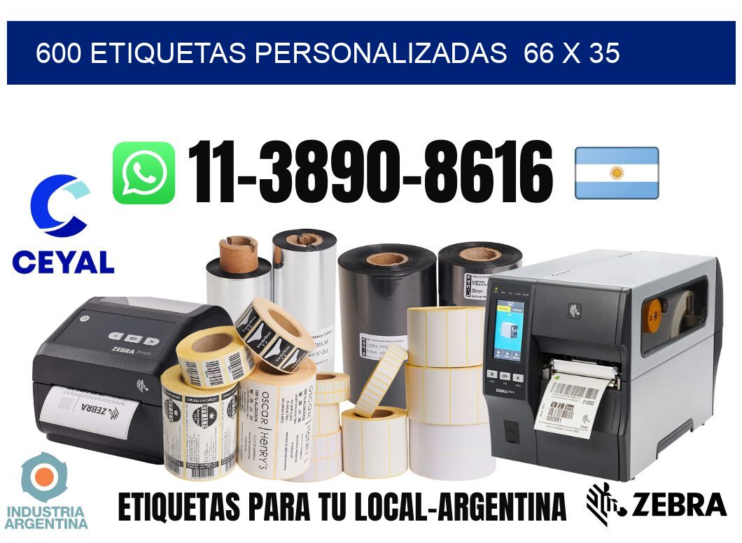 600 etiquetas personalizadas  66 x 35