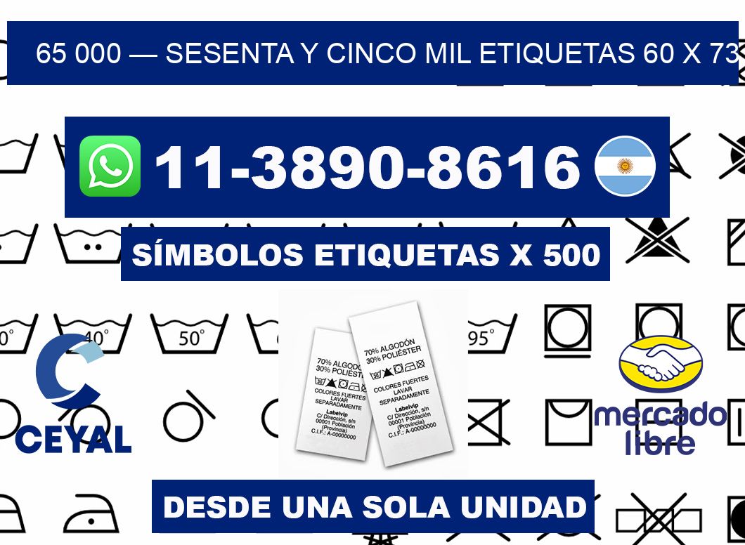 65 000 — sesenta y cinco mil etiquetas 60 x 73