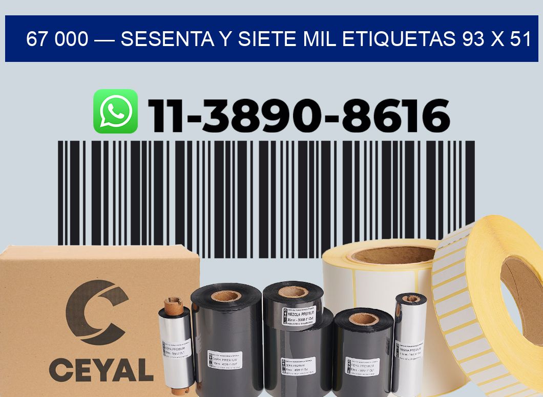 67 000 — sesenta y siete mil etiquetas 93 x 51