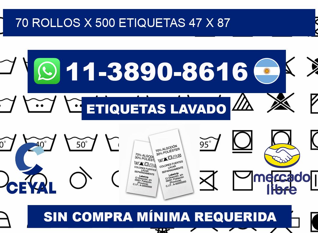 70 rollos x 500 etiquetas 47 x 87