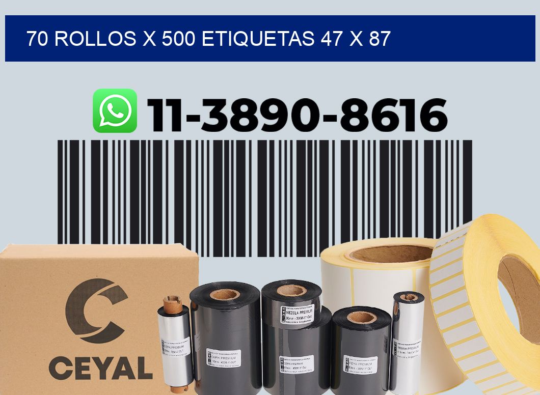 70 rollos x 500 etiquetas 47 x 87