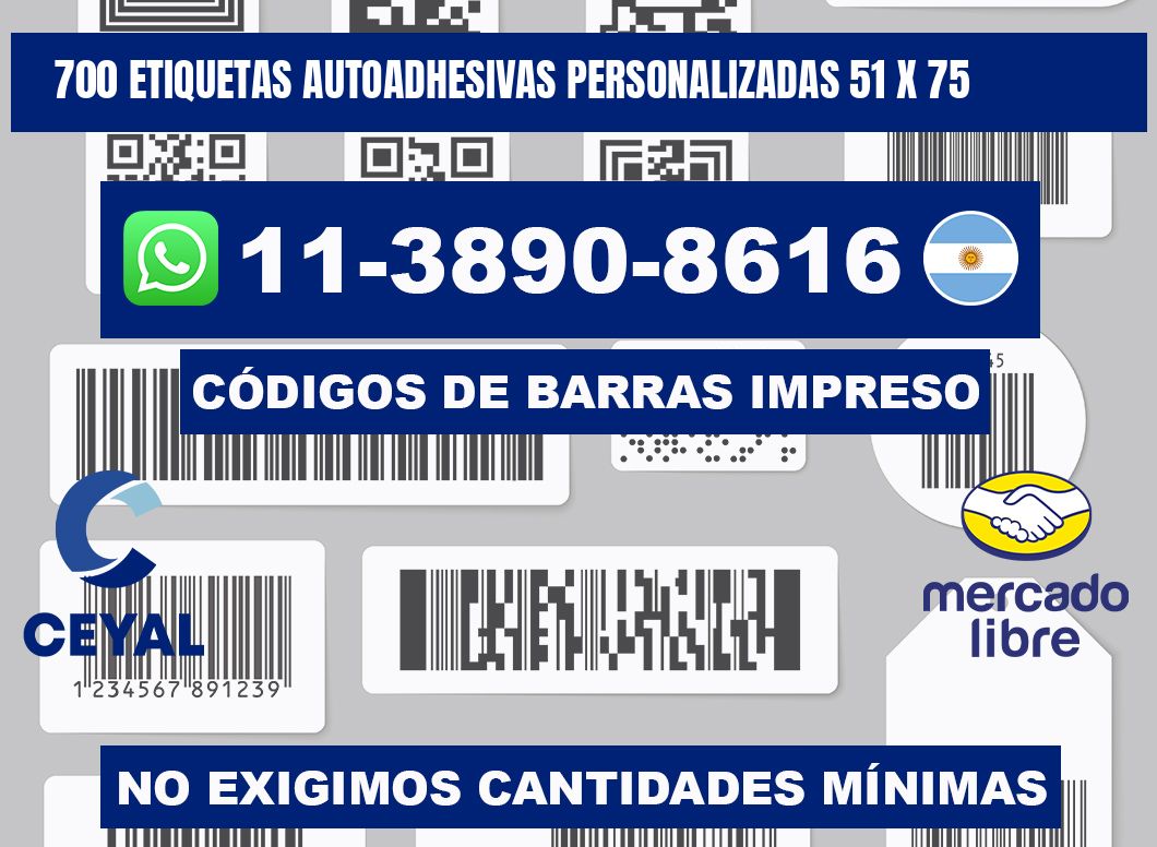 700 Etiquetas autoadhesivas personalizadas 51 x 75