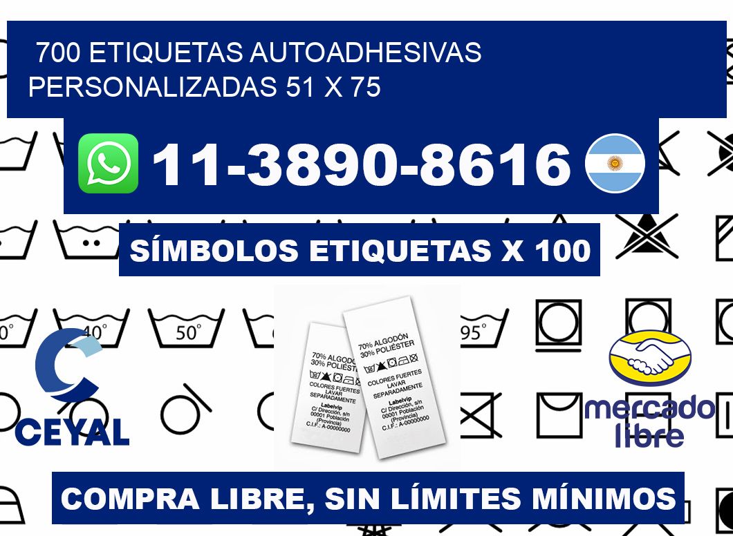 700 Etiquetas autoadhesivas personalizadas 51 x 75