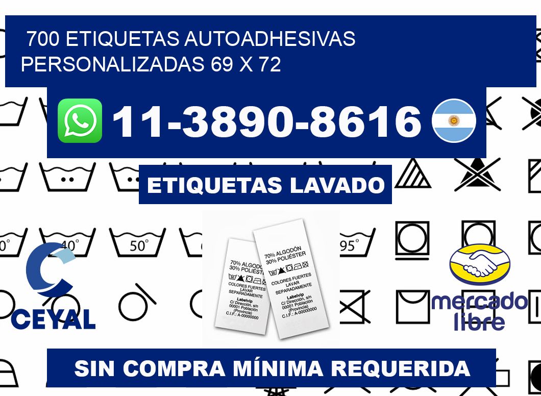700 Etiquetas autoadhesivas personalizadas 69 x 72