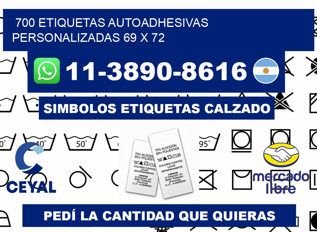 700 Etiquetas autoadhesivas personalizadas 69 x 72