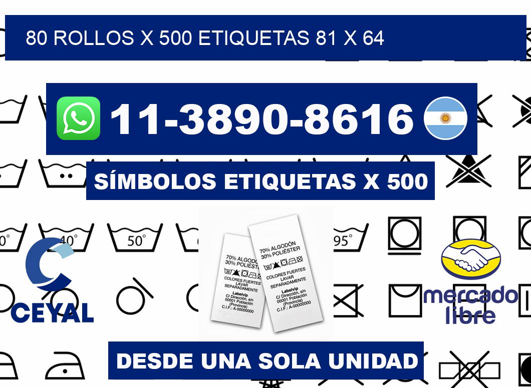 80 rollos x 500 etiquetas 81 x 64