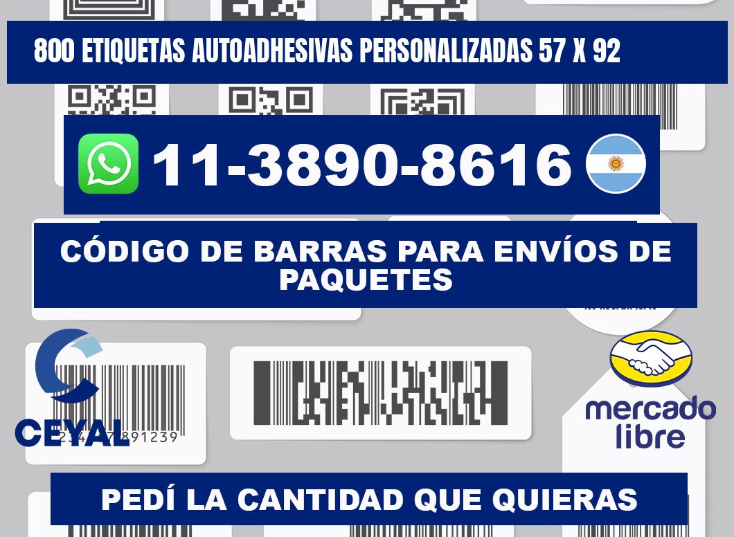 800 Etiquetas autoadhesivas personalizadas 57 x 92