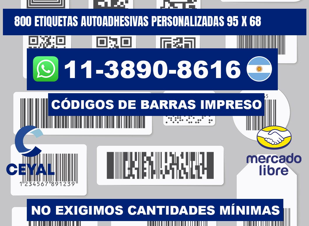 800 Etiquetas autoadhesivas personalizadas 95 x 68