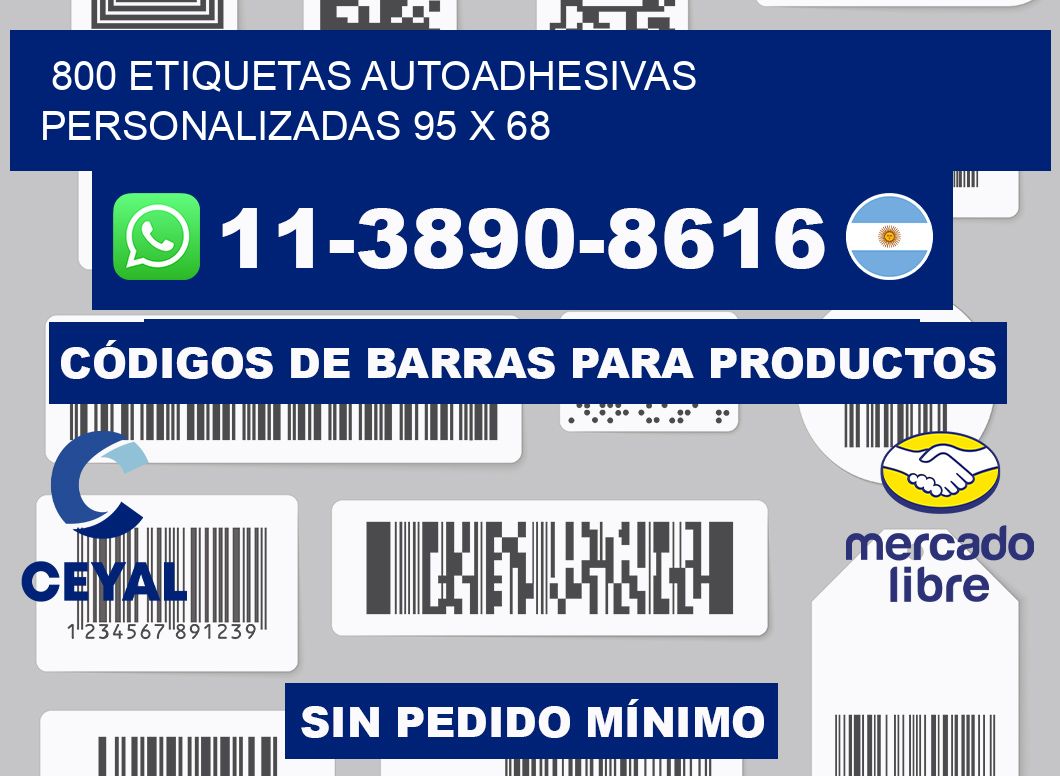 800 Etiquetas autoadhesivas personalizadas 95 x 68