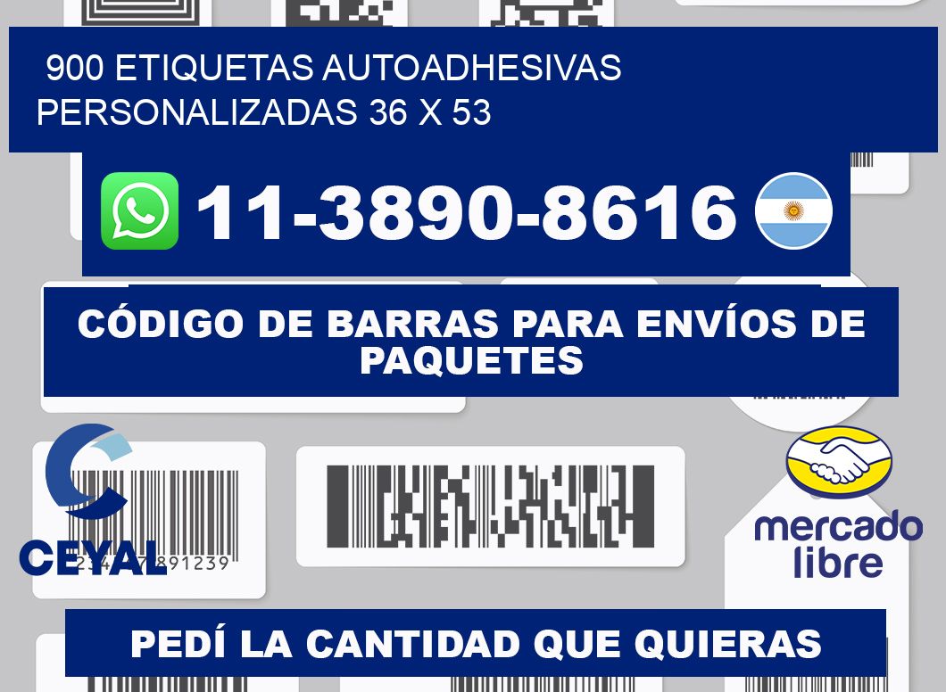 900 Etiquetas autoadhesivas personalizadas 36 x 53