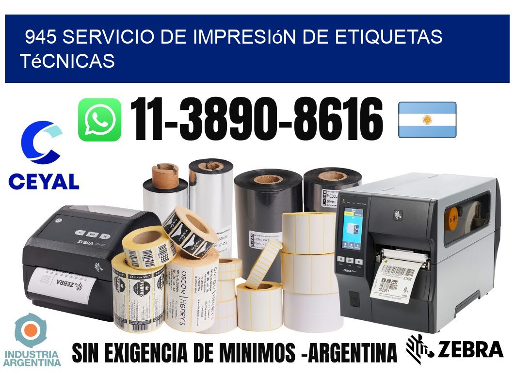 945 Servicio de impresión de etiquetas técnicas