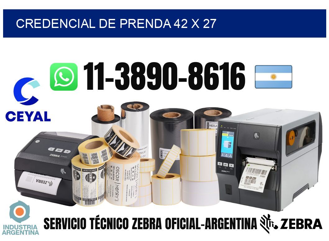 Credencial de prenda 42 x 27