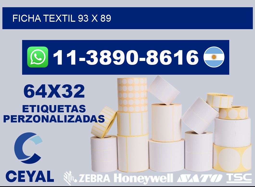 Ficha textil 93 x 89