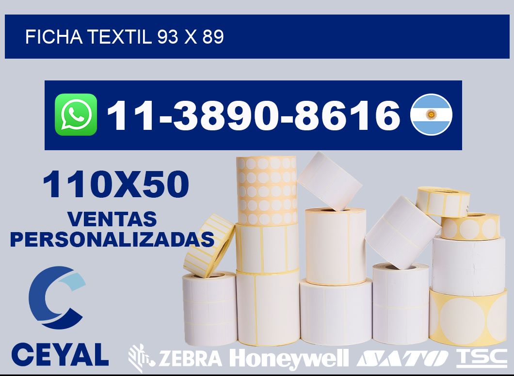 Ficha textil 93 x 89
