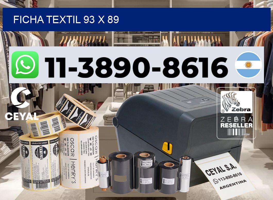 Ficha textil 93 x 89