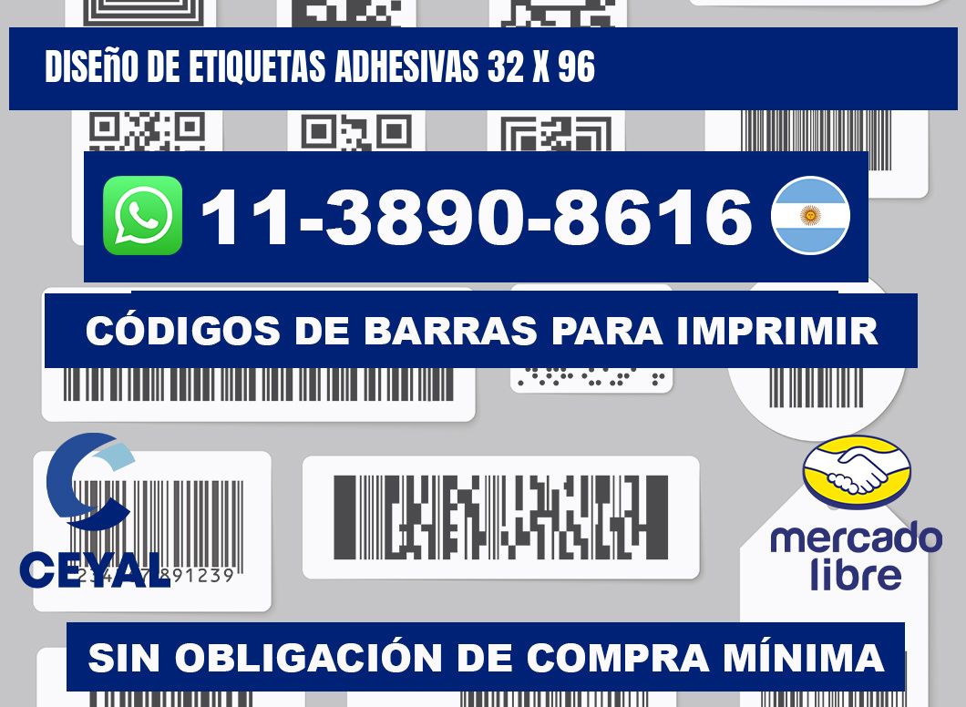 diseño de etiquetas adhesivas 32 x 96