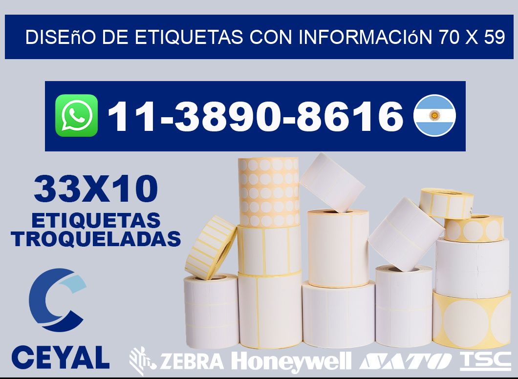 diseño de etiquetas con información 70 x 59