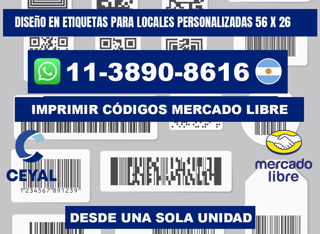 diseño en etiquetas para locales personalizadas 56 x 26