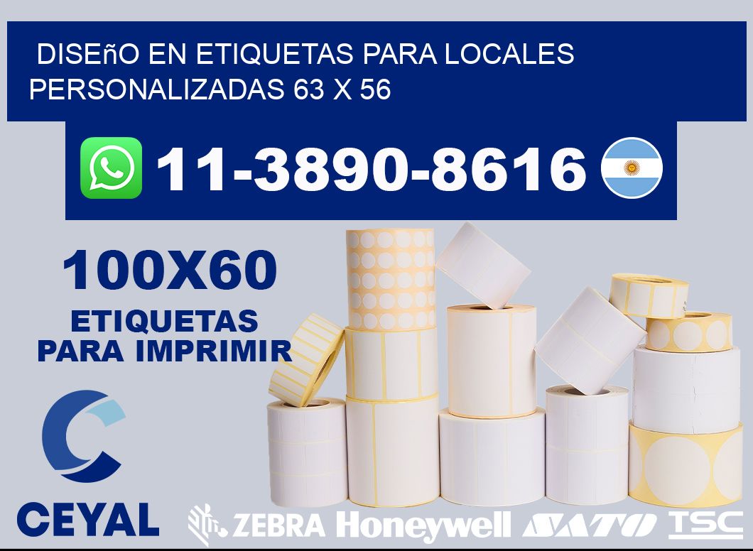 diseño en etiquetas para locales personalizadas 63 x 56