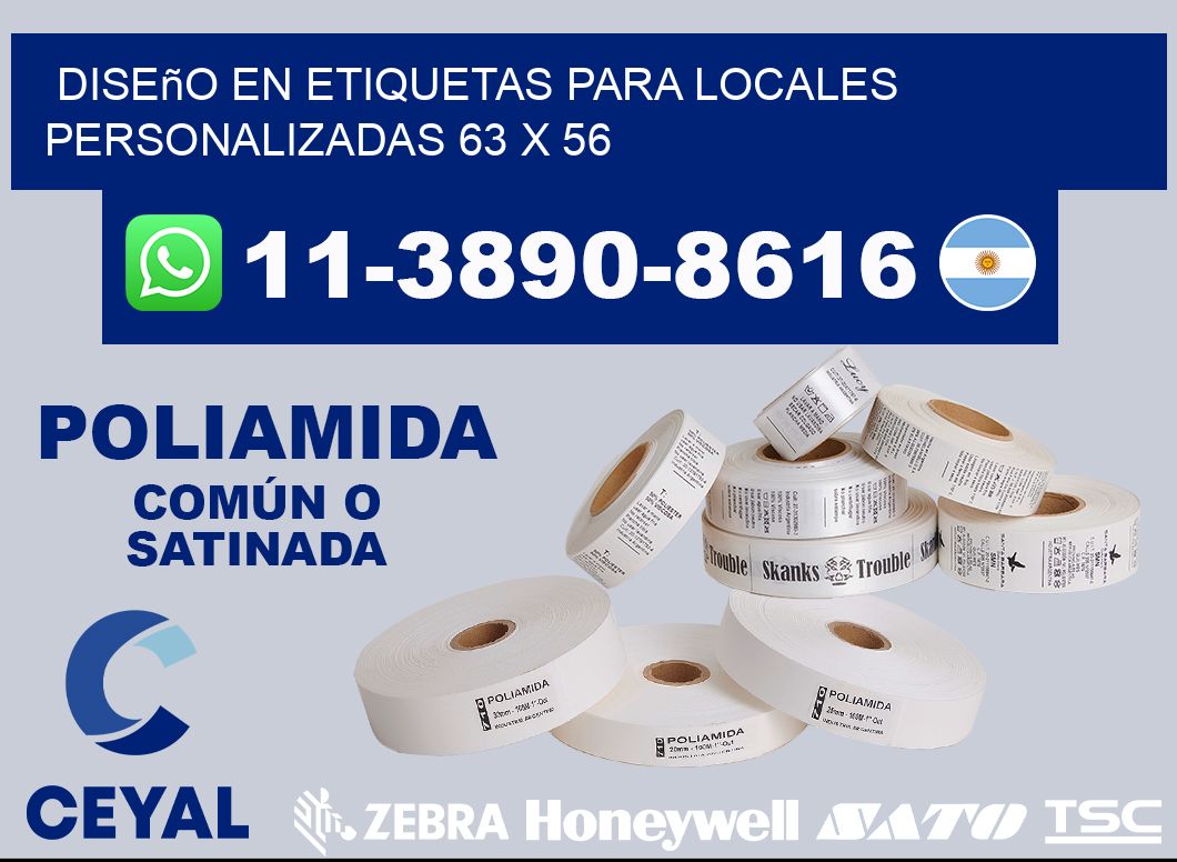 diseño en etiquetas para locales personalizadas 63 x 56