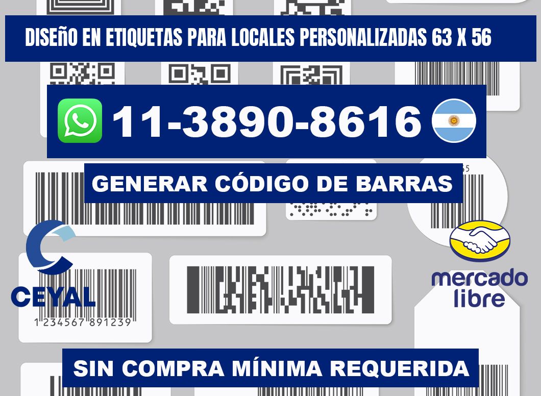 diseño en etiquetas para locales personalizadas 63 x 56