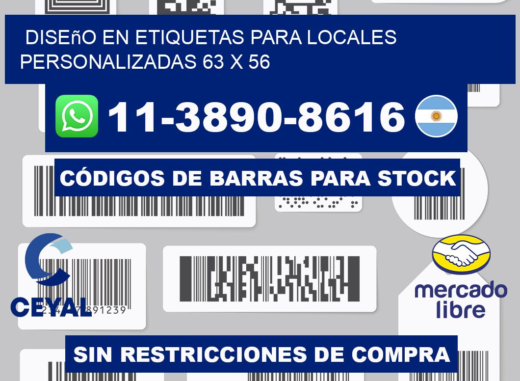 diseño en etiquetas para locales personalizadas 63 x 56