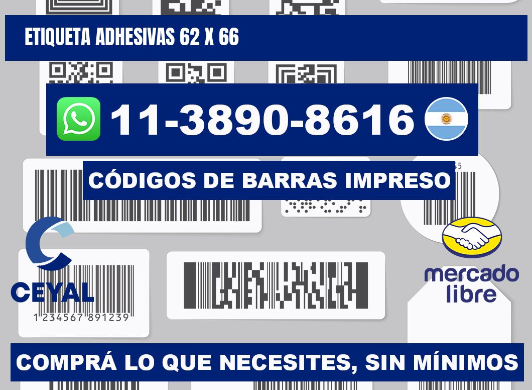 etiqueta adhesivas 62 x 66