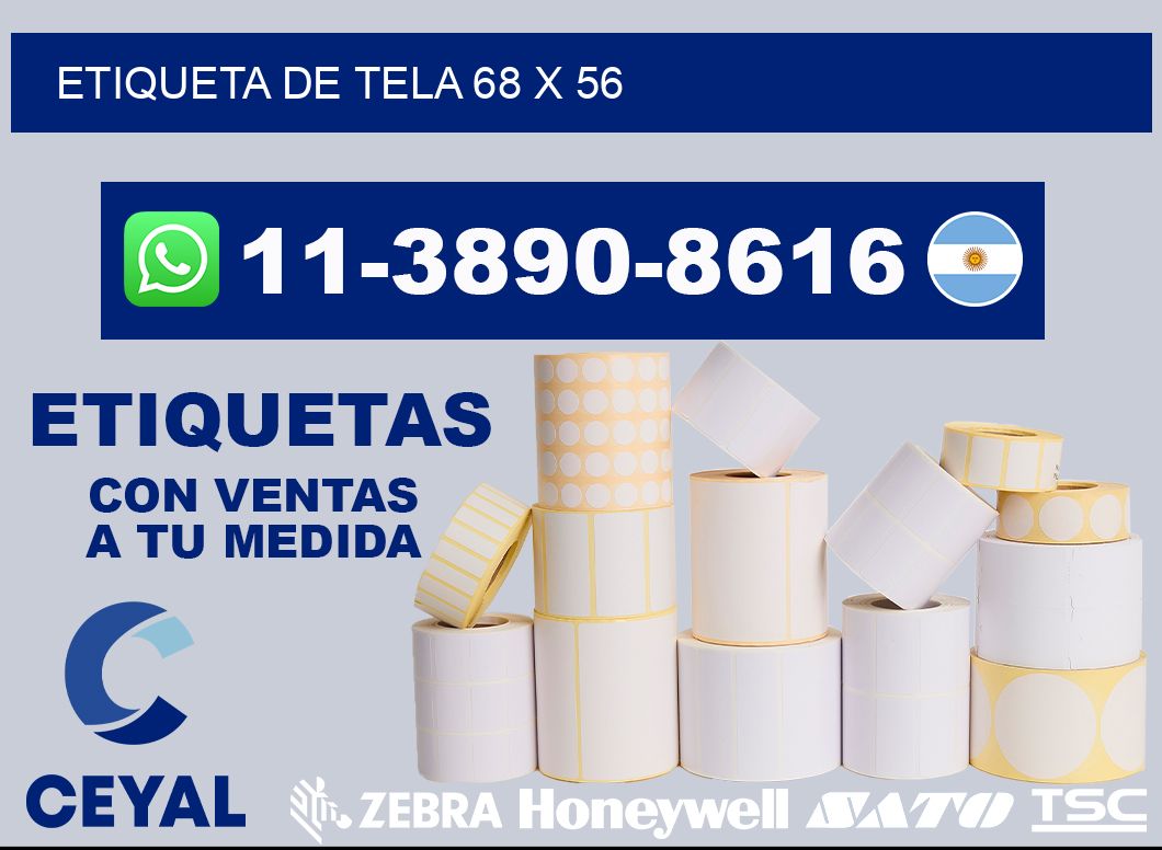 etiqueta de tela 68 x 56