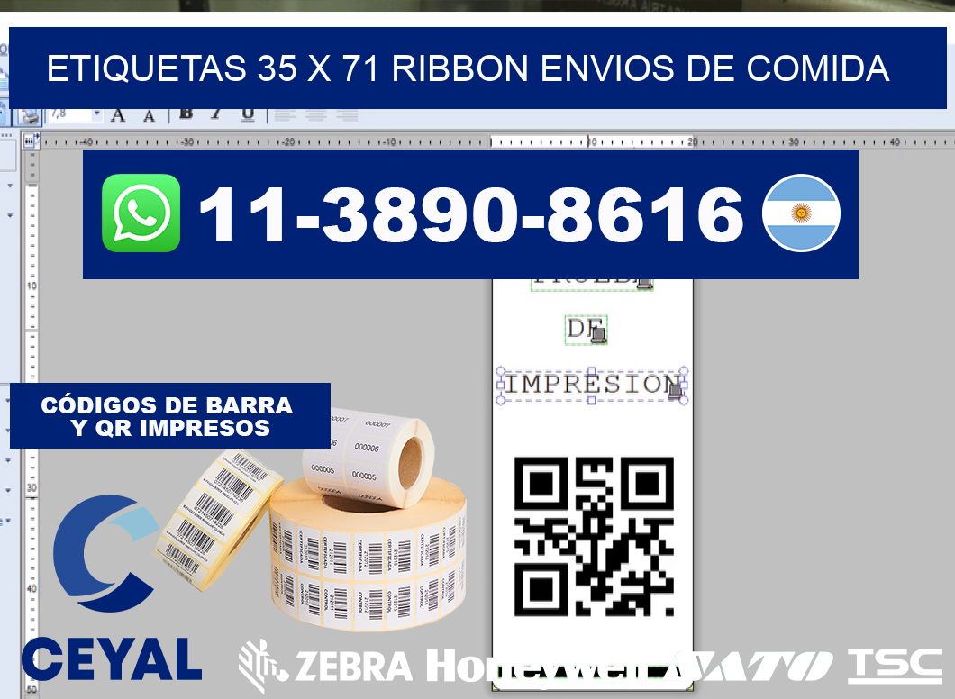 etiquetas 35 x 71 ribbon envios de comida